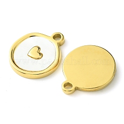 Ionenbeschichtung (IP) 304 Edelstahl Pavé Muschel flache runde Charms mit Herz&nbsp;FIND-Z028-06G