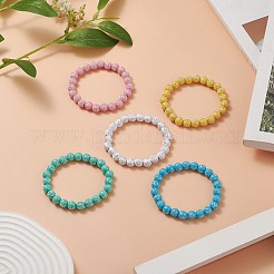 Rundes Stretcharmband aus Acryl mit Kreuzperlen für Kinder&nbsp;BJEW-JB09936