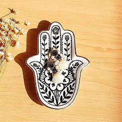 Schmucktablett aus Porzellan mit Hamsa-Hand&nbsp;PW-WG44C07-01