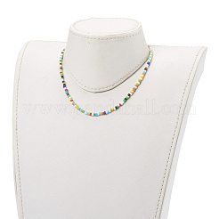 Collane di perline di semi di vetro rotonde arcobaleno colori opachi&nbsp;NJEW-JN03362-02