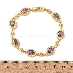 Ovale Gliederarmbänder aus Messing mit Mikropavé-Fassung aus Zirkonia für Damen&nbsp;BJEW-D387-04G
