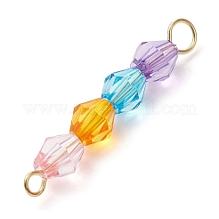 Regenbogenfarbene transparente Acryl-Doppelkegel-Perlen-Verbinder-Charms&nbsp;PALLOY-JF02968