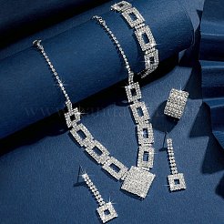 Set di gioielli in ottone rettangolare con strass di cristallo&nbsp;WG3D549-01