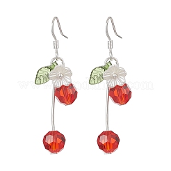 Boucles d'oreilles pendantes en perles de verre et cerises&nbsp;EJEW-JE06640-02