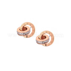 Doppio anello con numeri romani 316 acciaio chirurgico inossidabile cristallo strass ciondolo collane e orecchini pendenti e set di bracciali a maglie&nbsp;FS-WG129E5-02
