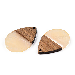 Colgantes de resina transparente y madera de nogal&nbsp;RESI-N039-25E