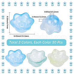 150 pièce de perles de verre peintes en aérosol transparentes bicolores de 3 couleurs&nbsp;GLAA-LT0001-04C
