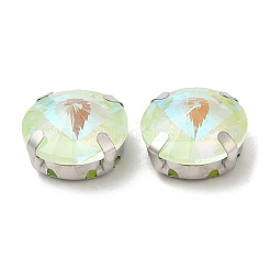 Moka fluorescent(mi) plat rond coudre sur strass&nbsp;GGLA-M006-02A-P02