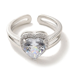 Bagues en laiton avec micro pavé de zircone cubique pour femmes&nbsp;RJEW-E295-16P