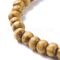 Bracelet extensible en bois naturel et copeaux d'howlite synthétique avec mauvais œil au chalumeau&nbsp;BJEW-JB08148