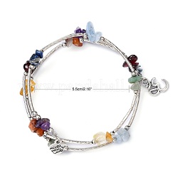 Drei Schleifen von natürlichen Edelstein Perlen Wickelarmbänder&nbsp;X-BJEW-JB02331-03