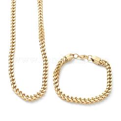Ionenbeschichtung (IP) 304 Edelstahl Weizenkette Armbänder & Halsketten Schmuck-Sets&nbsp;SJEW-B019-04D-G
