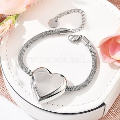 Bracciali a maglie a cuore in acciaio inossidabile 304&nbsp;BJEW-C089-12P