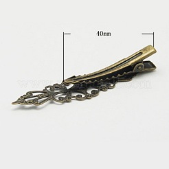 Antike Bronze Eisen Flach Alligator Haarspange Zubehör&nbsp;X-PHAR-B008-AB