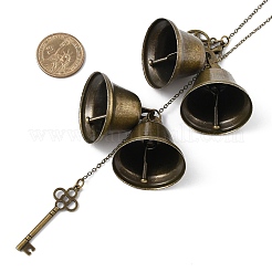 3 pièce de cloche en fer et breloque clé en alliage à suspendre&nbsp;HJEW-JM03429