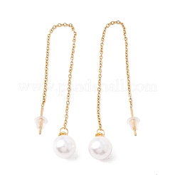 Lunga catena con orecchini pendenti con perle di plastica&nbsp;EJEW-A067-11G