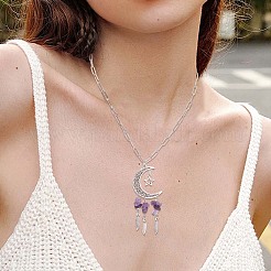 10 pezzo 5 stili opalite e turchese sintetico e ametista naturale e occhio di tigre e quarzo rosa chip e lega luna cava grandi pendenti&nbsp;FIND-BM0001-84