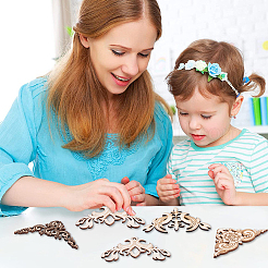 20 pièces 4 styles de motifs de fleurs évider des pièces de bois non finies&nbsp;DIY-CJ0002-08