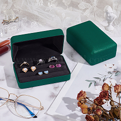 Rechteckige Fingerring-Displayboxen aus PU-Leder mit 3 Steckplatz&nbsp;CON-WH0099-10B