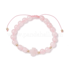 Braccialetti di perline intrecciate con quarzo rosa naturale per donna&nbsp;BJEW-JB12212-01