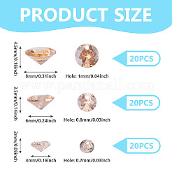 60 Stück 3 Stile Zirkonia-Anhänger&nbsp;ZIRC-TAD0001-01E