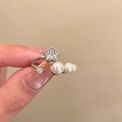 Offene Manschettenringe aus einer Legierung mit Mikropavé-Fassung aus Zirkonia für Damen&nbsp;WGA9B8A-01