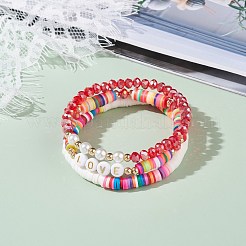 Set di braccialetti elastici d'amore&nbsp;BJEW-JB07155-02
