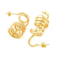 Orecchini a bottone a spirale twist in ottone placcato a cremagliera&nbsp;EJEW-P240-14G