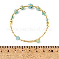 Bracelets manchettes en laiton et hémimorphite naturelle&nbsp;BJEW-JB14039-02