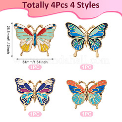 4 épingle en émail papillon 4 couleurs&nbsp;JEWB-TA0001-21