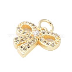 Placage de crémaillère en laiton micro pavé pendentifs en zircone cubique claire&nbsp;KK-Z060-06G-01