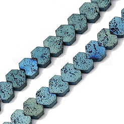 Fili di perle di roccia lavica naturale elettrodeposta&nbsp;G-K388-04A-03