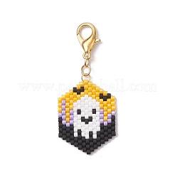 5 colgante decorativo con cuentas de vidrio para Halloween.&nbsp;HJEW-MZ00343-04