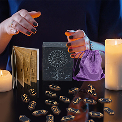 25 set di pietre runiche in legno per la divinazione wicca&nbsp;AJEW-DC0004-33