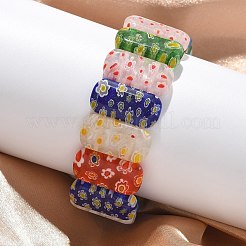 Bracelets extensibles faits à la main en perles de verre millefiori pour hommes et femmes&nbsp;BJEW-G738-01C-14