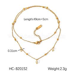 Doppellagige Armbänder aus Edelstahl 304 im französischen Stil mit Kabelkette&nbsp;IW3608