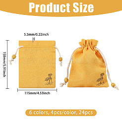 24 sac à cordon en tissu imprimé de fleurs bicolore&nbsp;ABAG-CA0001-22C
