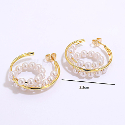 Eleganti orecchini a spirale in ottone imitazione perla alla moda&nbsp;SE3359