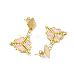Boucles d'oreilles pendantes en perles Miyuki Delica et acier inoxydable 304&nbsp;EJEW-MZ00418-03