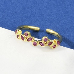 Manschettenringe aus Messing und Glas mit Blumen für Damen&nbsp;RJEW-S400-01G