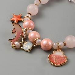 2 Stück 2-teiliges Stretch-Armband-Set mit Glasperlen&nbsp;BJEW-WH0016-21A