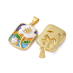 Pendentifs avec zircon cubiques à micro-pavés en laiton&nbsp;KK-D390-16G-01