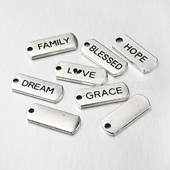 Stile misto di rettangolo della lega di stile tibetano con pendenti di parola&nbsp;TIBEP-X0167-AS-RS