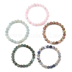 Bracelets extensibles en perles de pierres précieuses naturelles mélangées&nbsp;BJEW-JB14456