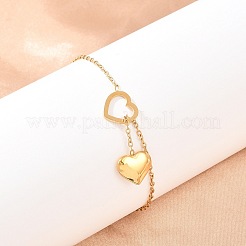 Herzförmige Gliederarmbänder und Charms aus Edelstahl 304 für Damen&nbsp;BJEW-A146-02G