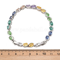 Tennisarmbänder aus platinfarbenem Messing mit Mikropavé-Fassung aus Zirkonia&nbsp;BJEW-B160-04P-01