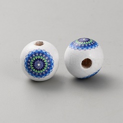 Perles européennes en bois imprimées&nbsp;WOOD-CJC0001-20G