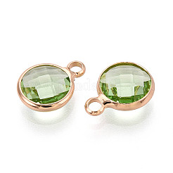 Tono dorato charms in vetro di ottone&nbsp;X-GLAA-ZX008-24K-G