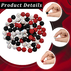 90 pièce 3 styles de perles de boule disco pavées&nbsp;RB-LT0001-01E