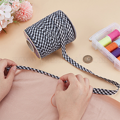 100 Yards Polyester-Schrägband mit Schottenkaro-Druck und doppelter Falte&nbsp;OCOR-WH0101-66